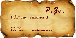 Pávay Zsigmond névjegykártya